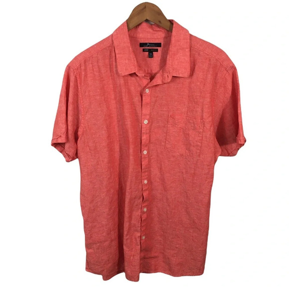BF664 MARC ANTHONY Luxury Slim Fit Linen Blend Short Sleeve Button Shirt XXL - Picture 1 of 4